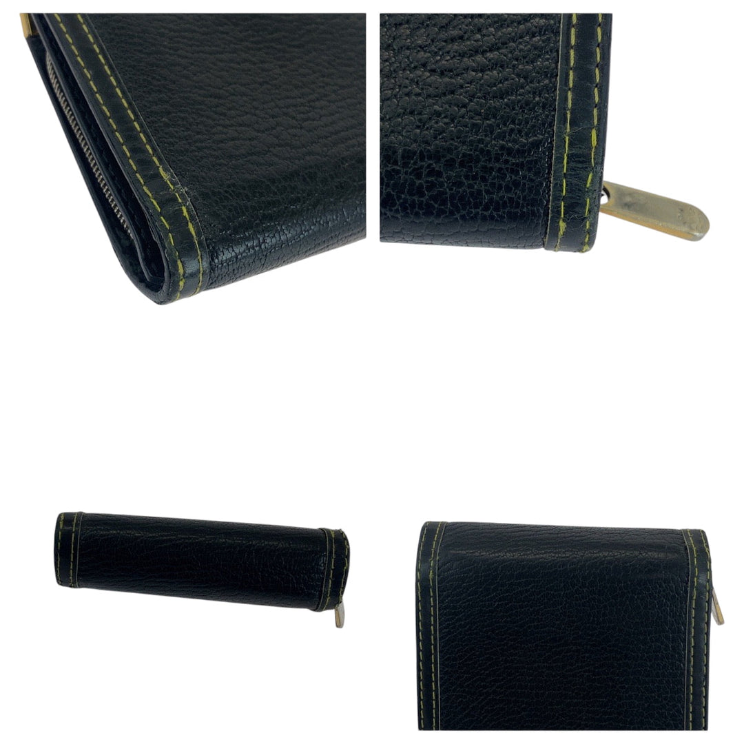 LOUIS VUITTON Bifold Wallet M91828 leather Black GoldMetal Folding wallet Compact wallet Suhari mens(Unisex) Used Authentic
