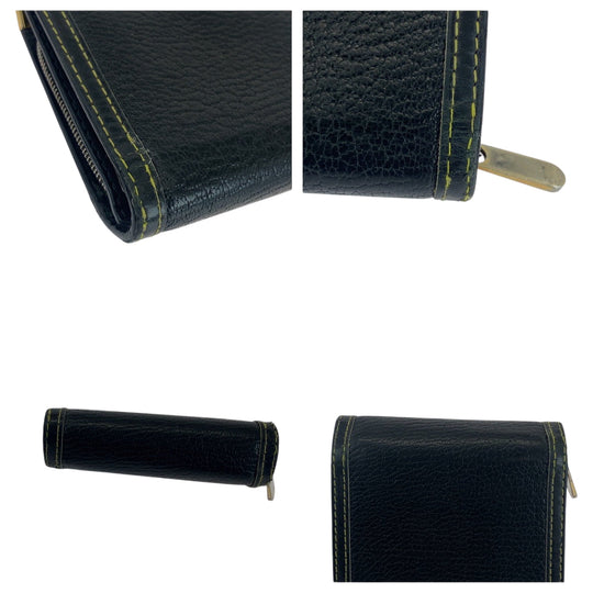 LOUIS VUITTON Bifold Wallet M91828 leather Black GoldMetal Folding wallet Compact wallet Suhari mens(Unisex) Used Authentic
