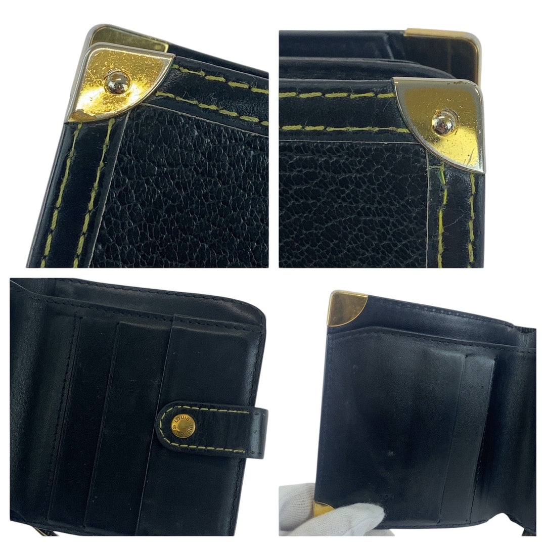 LOUIS VUITTON Bifold Wallet M91828 leather Black GoldMetal Folding wallet Compact wallet Suhari mens(Unisex) Used Authentic