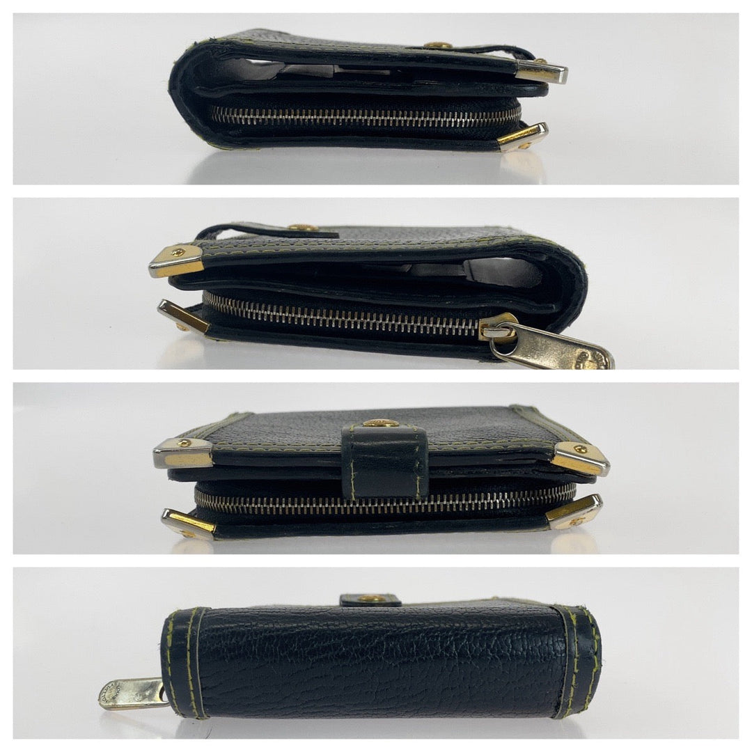 LOUIS VUITTON Bifold Wallet M91828 leather Black GoldMetal Folding wallet Compact wallet Suhari mens(Unisex) Used Authentic