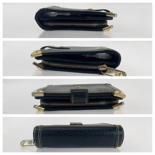 LOUIS VUITTON Bifold Wallet M91828 leather Black GoldMetal Folding wallet Compact wallet Suhari mens(Unisex) Used Authentic