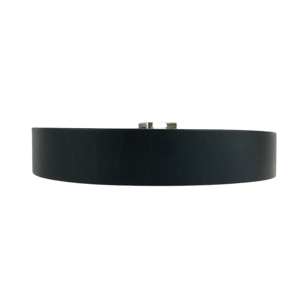 LOUIS VUITTON belt M6896 leather black belt square buckle Saintur LV stamp mens Used Authentic