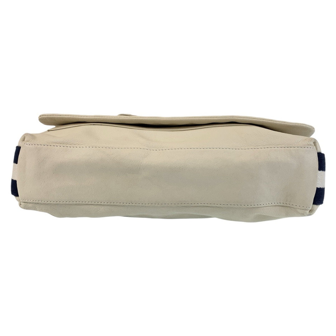 BALLY Shoulder Bag leather White SilverMetal Crossbody Shoulder Bag Messenger Bag mens Used Authentic
