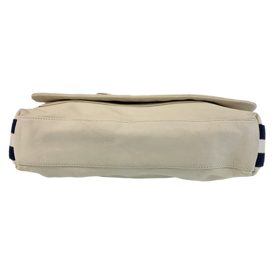 BALLY Shoulder Bag leather White SilverMetal Crossbody Shoulder Bag Messenger Bag mens Used Authentic