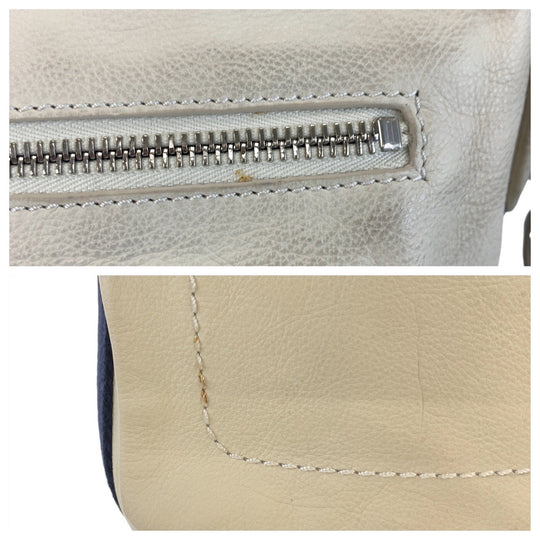 BALLY Shoulder Bag leather White SilverMetal Crossbody Shoulder Bag Messenger Bag mens Used Authentic