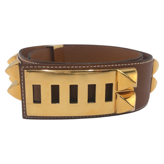 HERMES belt leather Brown gold Cory Edssian mens Used Authentic