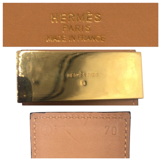 HERMES belt leather Brown gold Cory Edssian mens Used Authentic