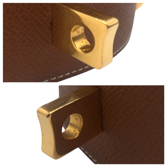 HERMES belt leather Brown gold Cory Edssian mens Used Authentic