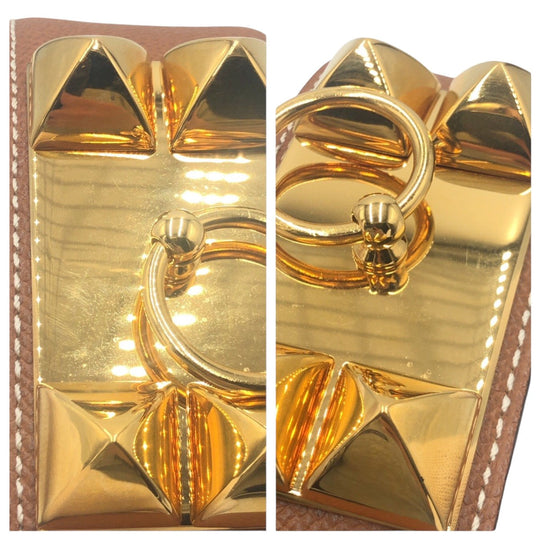 HERMES belt leather Brown gold Cory Edssian mens Used Authentic