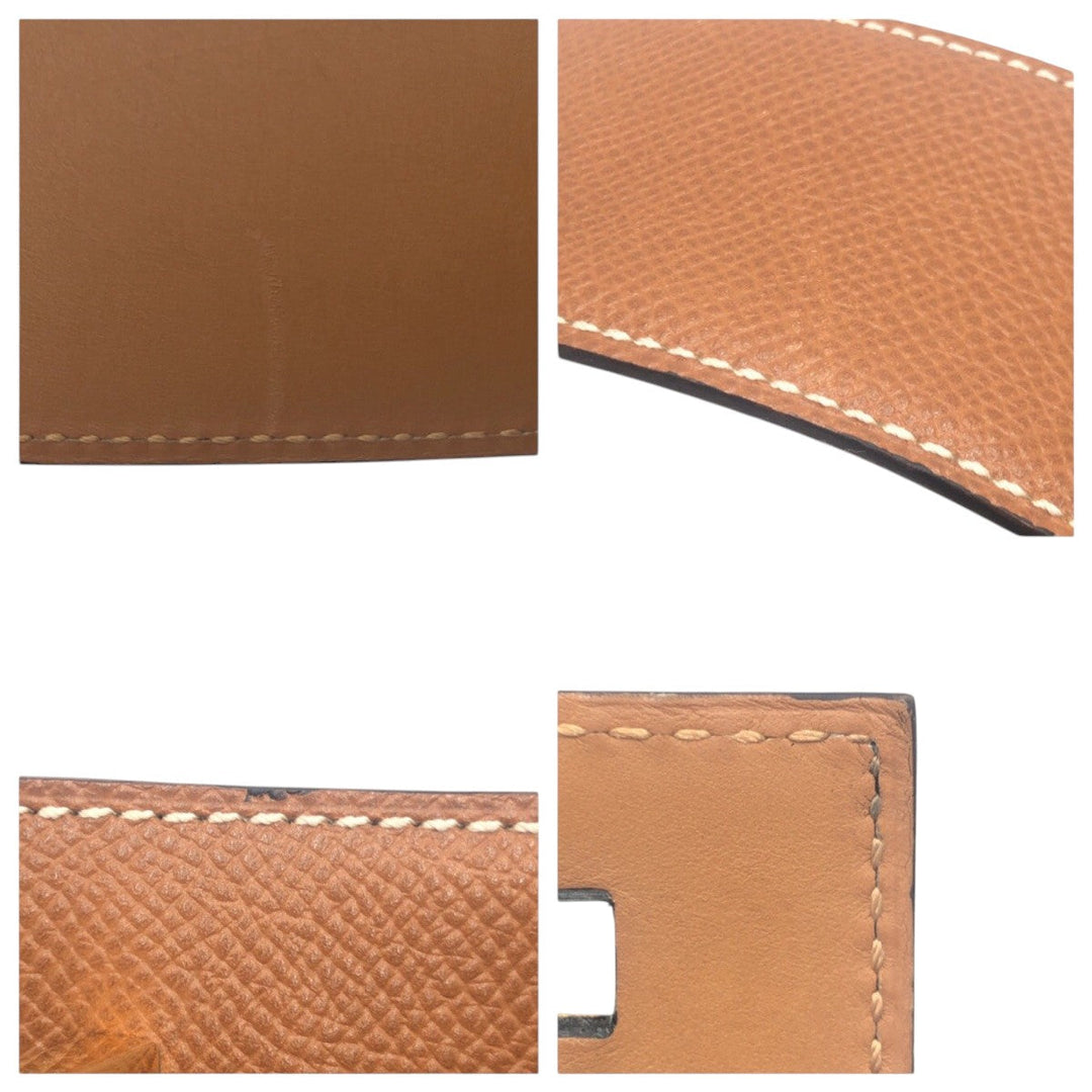 HERMES belt leather Brown gold Cory Edssian mens Used Authentic