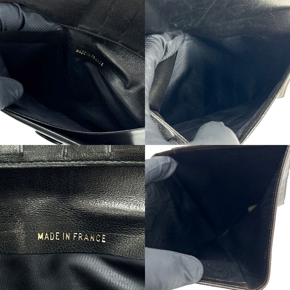 CHANEL Long Wallet Purse lambskin black COCO Mark Women Used Authentic