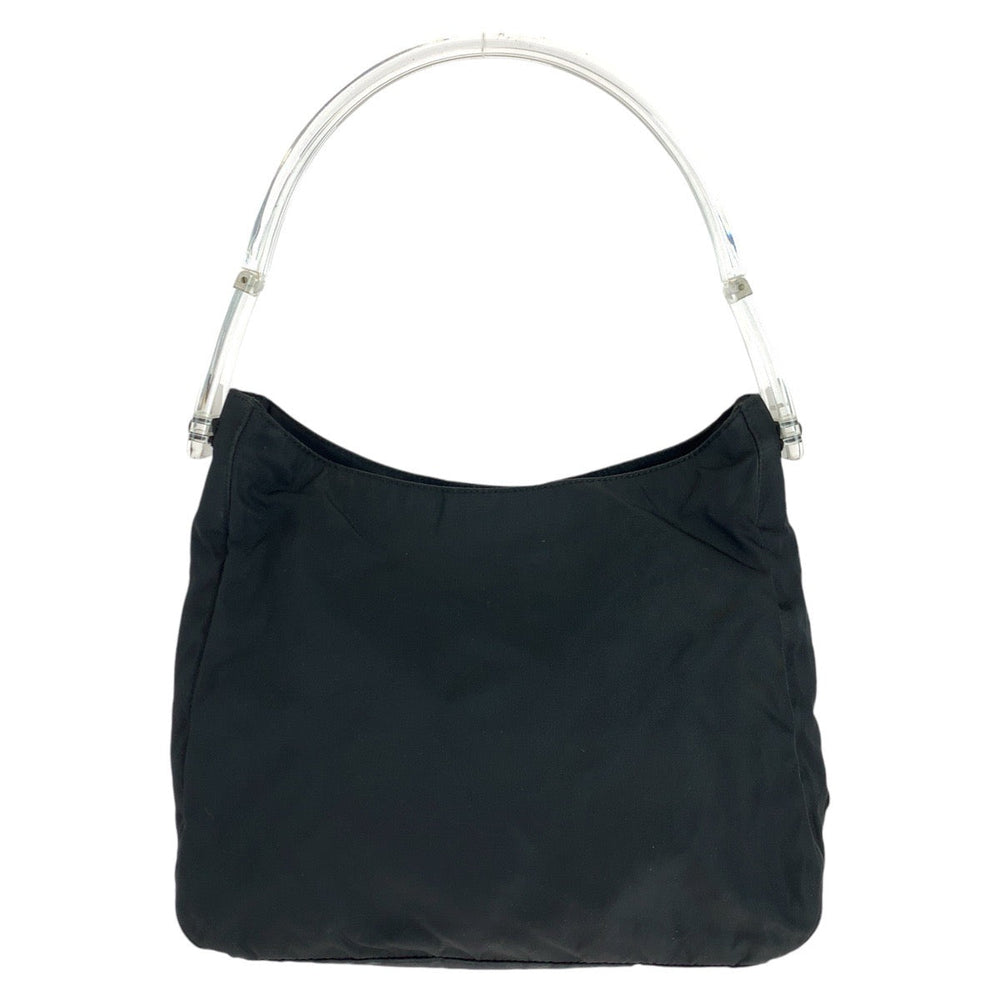 PRADA Shoulder Bag Nylon, Plastic Black SilverMetal Test Triangle With logo Women Used Authentic