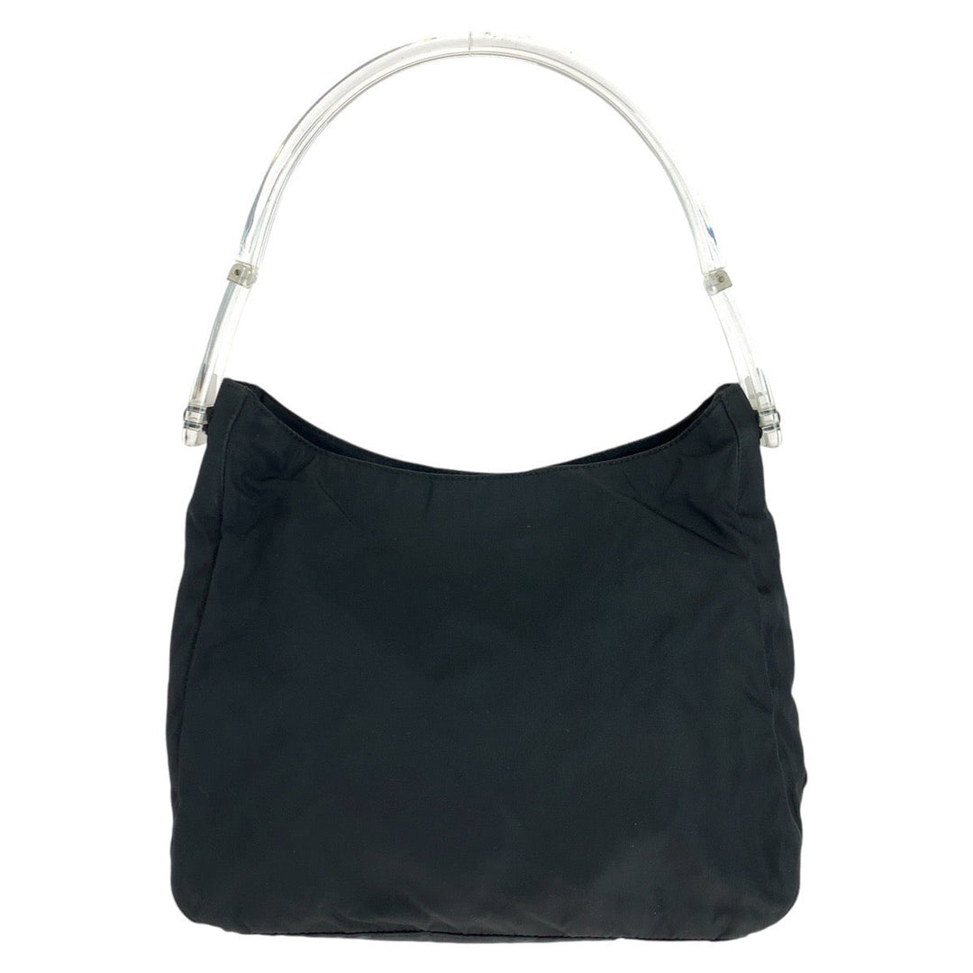 PRADA Shoulder Bag Nylon, Plastic Black SilverMetal Test Triangle With logo Women Used Authentic