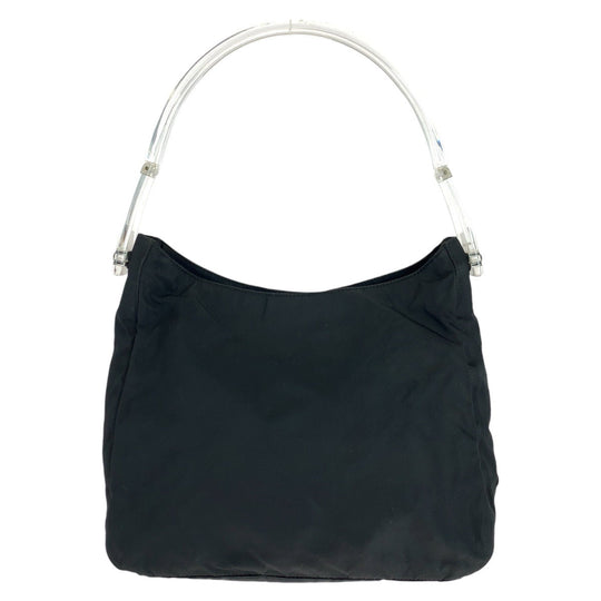 PRADA Shoulder Bag Nylon, Plastic Black SilverMetal Test Triangle With logo Women Used Authentic