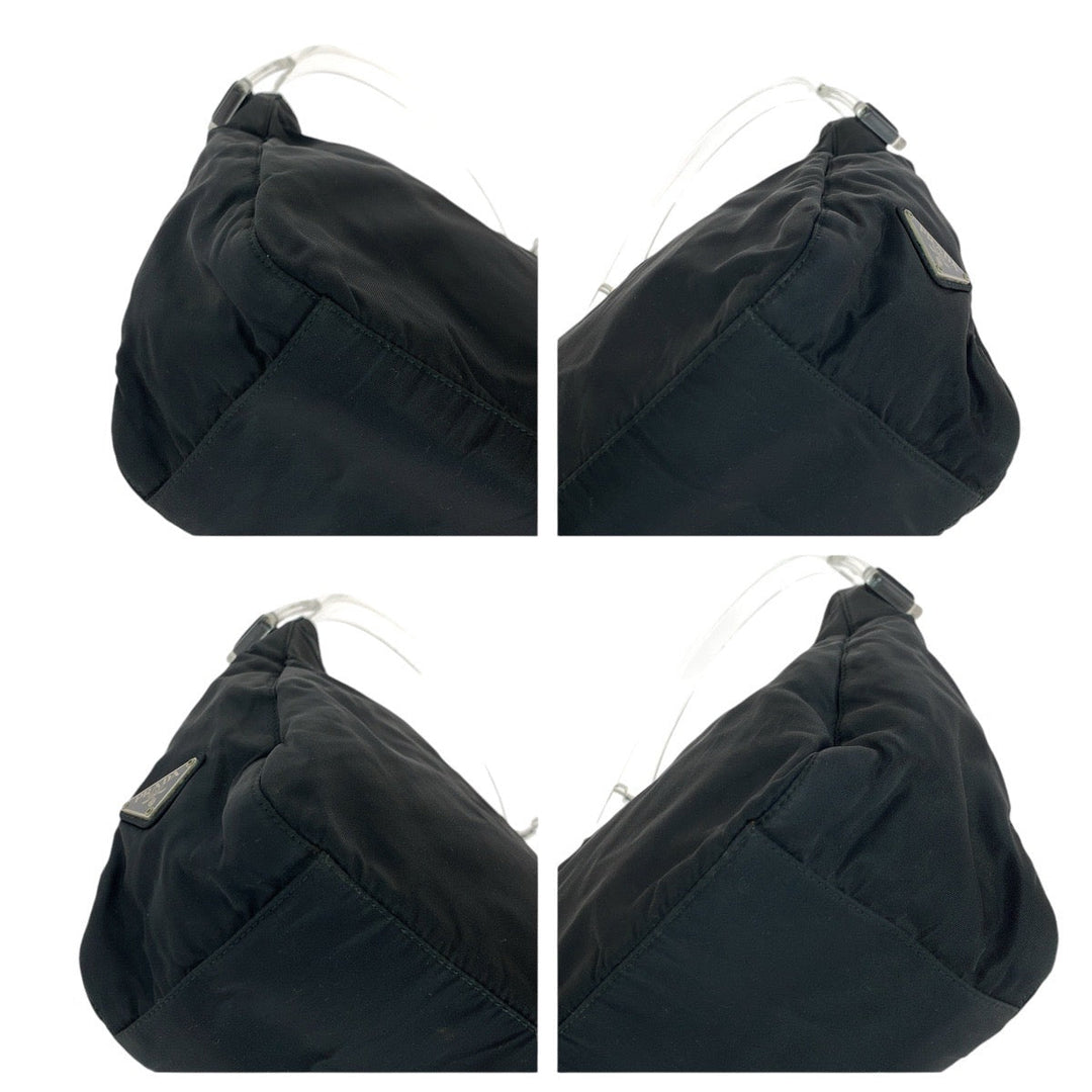 PRADA Shoulder Bag Nylon, Plastic Black SilverMetal Test Triangle With logo Women Used Authentic