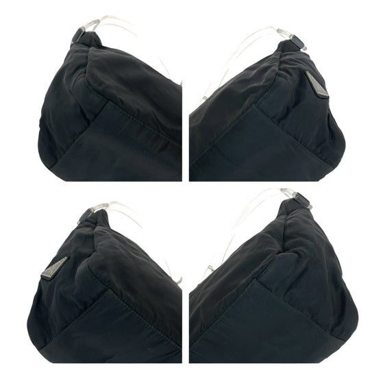 PRADA Shoulder Bag Nylon, Plastic Black SilverMetal Test Triangle With logo Women Used Authentic
