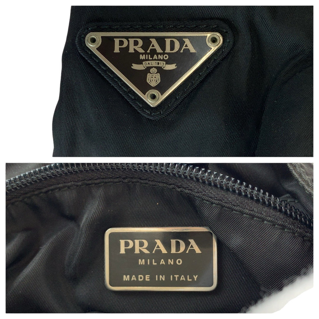 PRADA Shoulder Bag Nylon, Plastic Black SilverMetal Test Triangle With logo Women Used Authentic
