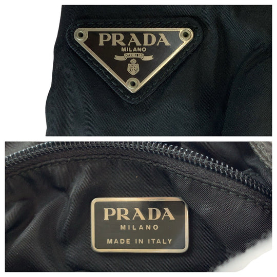 PRADA Shoulder Bag Nylon, Plastic Black SilverMetal Test Triangle With logo Women Used Authentic