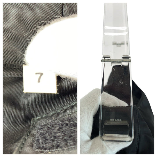 PRADA Shoulder Bag Nylon, Plastic Black SilverMetal Test Triangle With logo Women Used Authentic