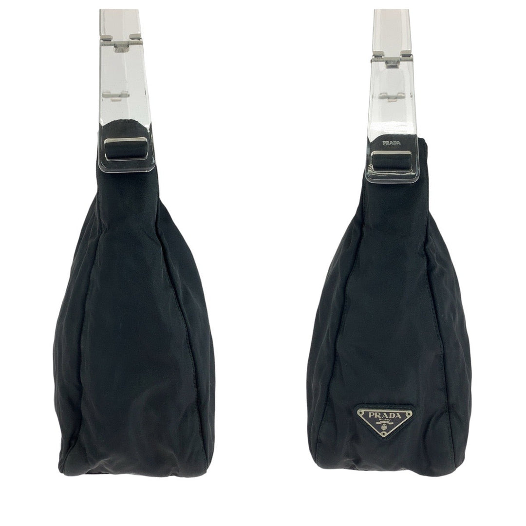 PRADA Shoulder Bag Nylon, Plastic Black SilverMetal Test Triangle With logo Women Used Authentic