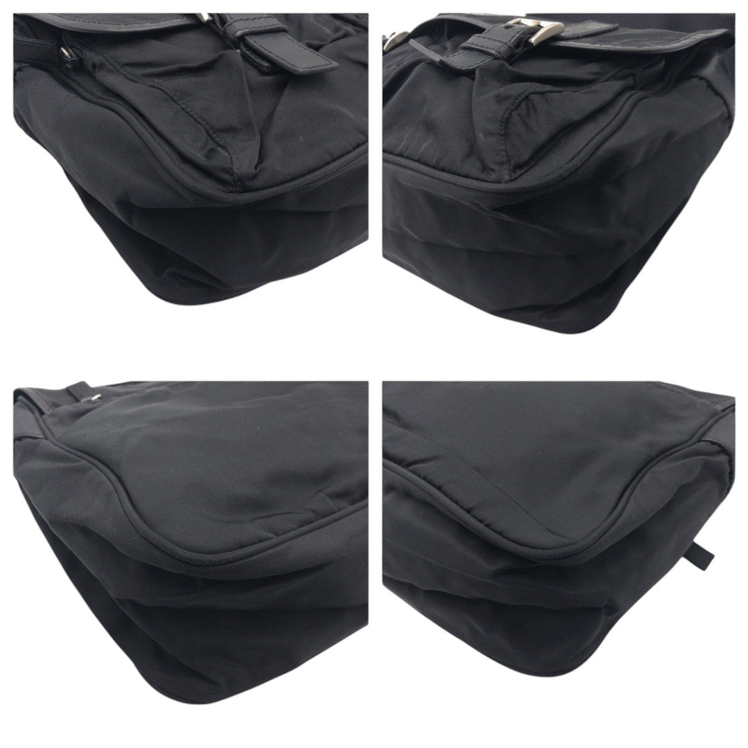 PRADA Shoulder Bag Nylon black Shoulder Bag Messenger Bag Unisex Test Triangular logo mens Used Authentic