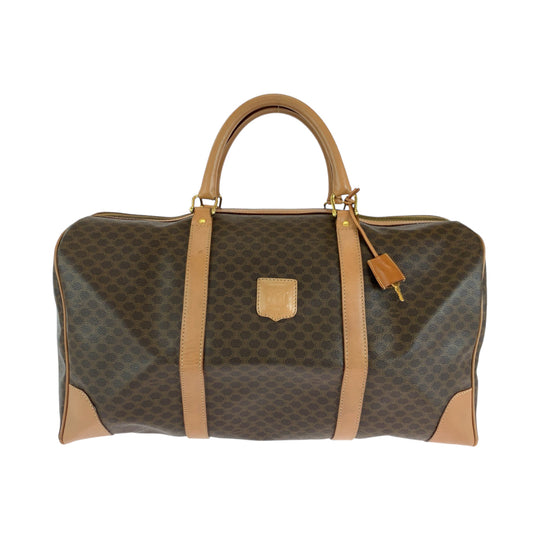 CELINE Boston Duffel bag PVC Brown Gold Metal Boston Duffel bag Handbag Macadam Pattern Women Used Authentic