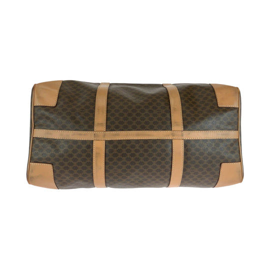 CELINE Boston Duffel bag PVC Brown Gold Metal Boston Duffel bag Handbag Macadam Pattern Women Used Authentic