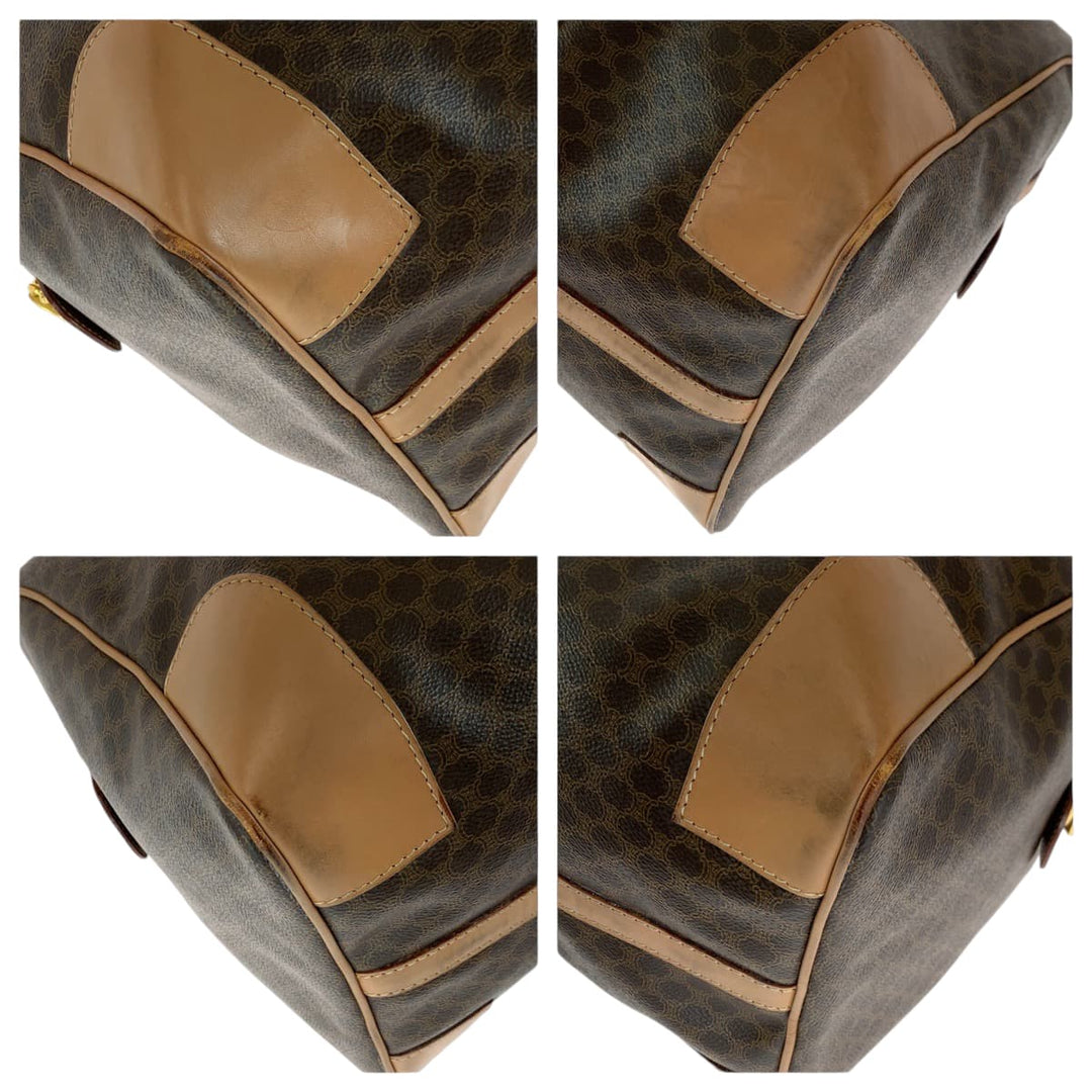 CELINE Boston Duffel bag PVC Brown Gold Metal Boston Duffel bag Handbag Macadam Pattern Women Used Authentic