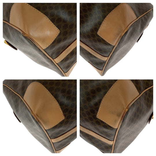CELINE Boston Duffel bag PVC Brown Gold Metal Boston Duffel bag Handbag Macadam Pattern Women Used Authentic