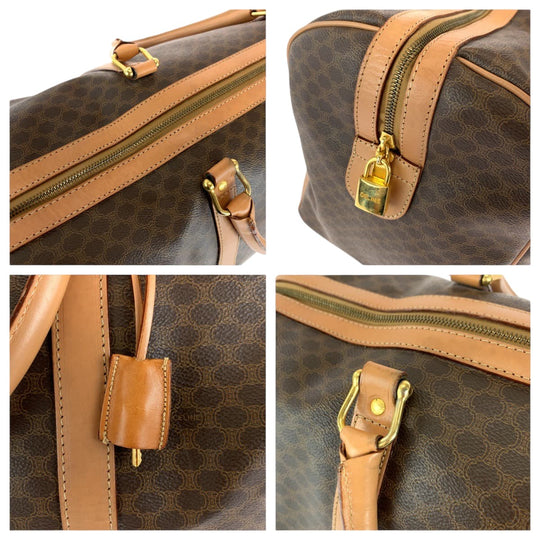 CELINE Boston Duffel bag PVC Brown Gold Metal Boston Duffel bag Handbag Macadam Pattern Women Used Authentic