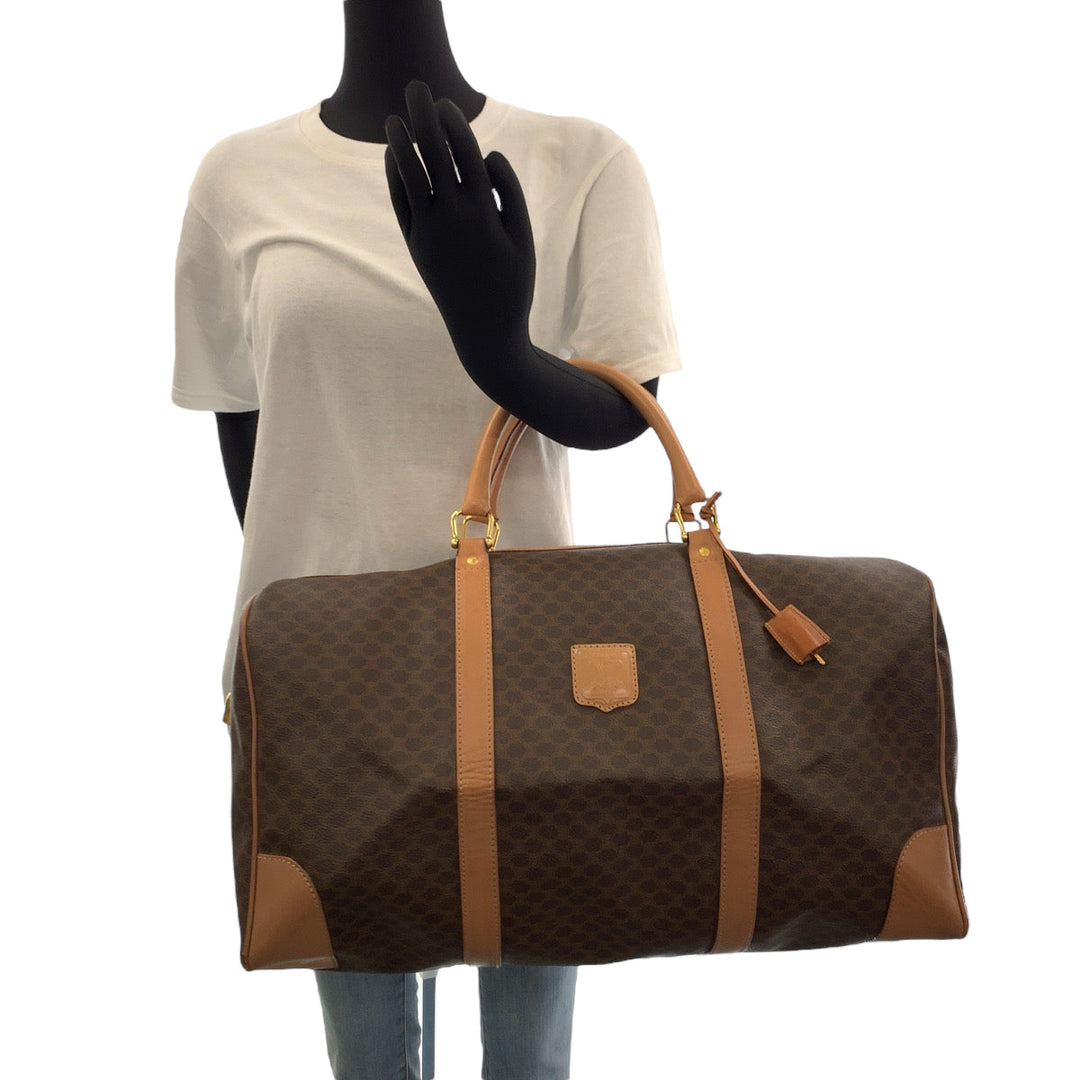 CELINE Boston Duffel bag PVC Brown Gold Metal Boston Duffel bag Handbag Macadam Pattern Women Used Authentic