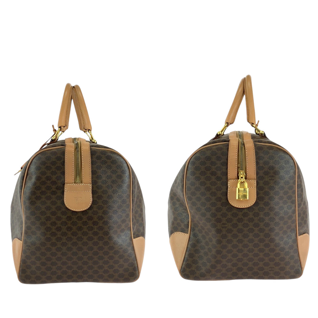 CELINE Boston Duffel bag PVC Brown Gold Metal Boston Duffel bag Handbag Macadam Pattern Women Used Authentic