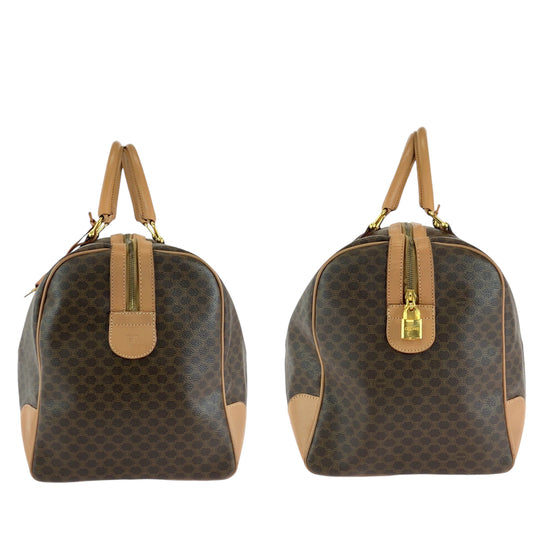 CELINE Boston Duffel bag PVC Brown Gold Metal Boston Duffel bag Handbag Macadam Pattern Women Used Authentic