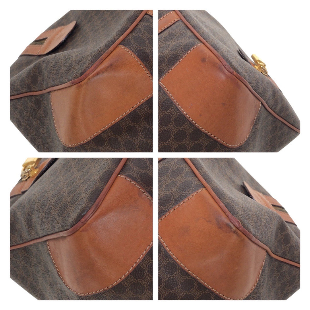CELINE Boston Duffel bag PVC, Leather Brown Gold Metal Boston Duffel bag unisex Macadam Women Used Authentic