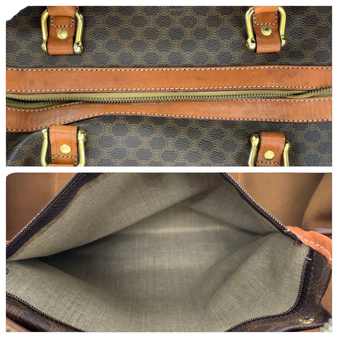 CELINE Boston Duffel bag PVC, Leather Brown Gold Metal Boston Duffel bag unisex Macadam Women Used Authentic