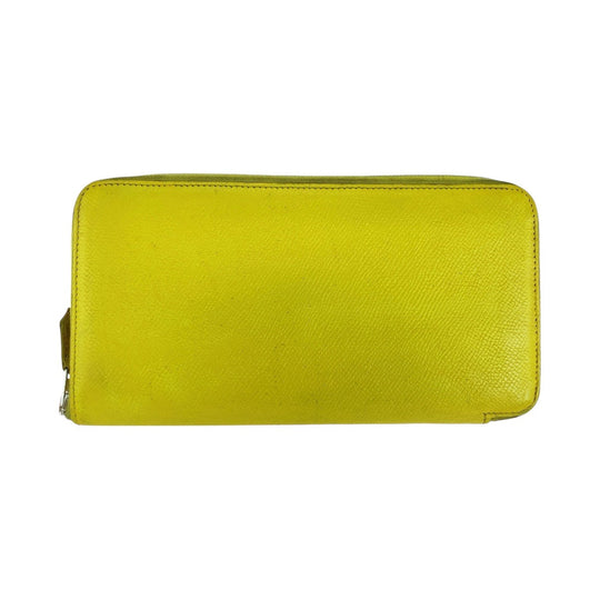 HERMES Long Wallet Purse Epsom Light yellow Long Wallet Purse Azap long silk in Women Used Authentic