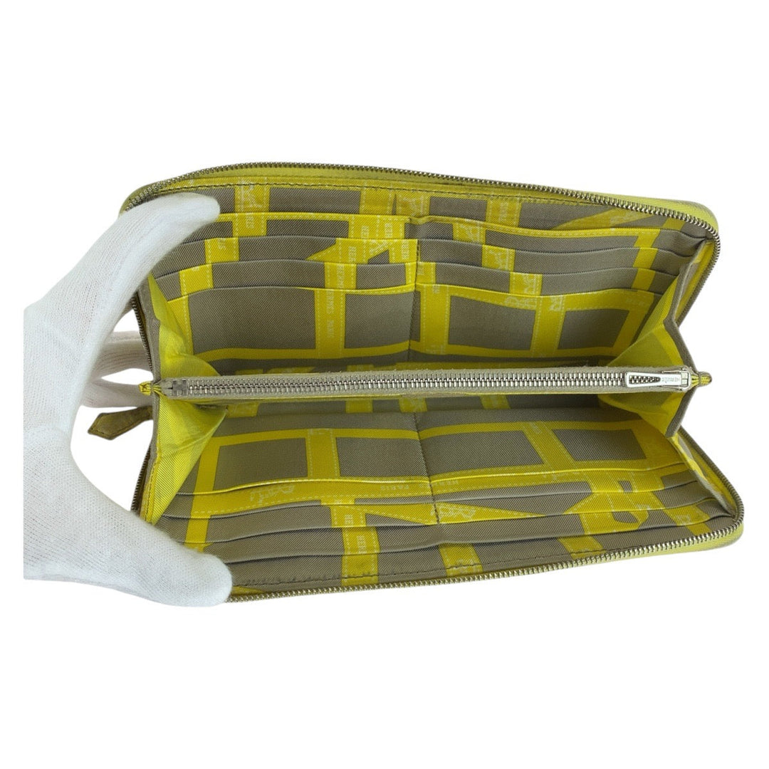HERMES Long Wallet Purse Epsom Light yellow Long Wallet Purse Azap long silk in Women Used Authentic