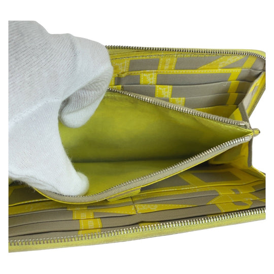 HERMES Long Wallet Purse Epsom Light yellow Long Wallet Purse Azap long silk in Women Used Authentic
