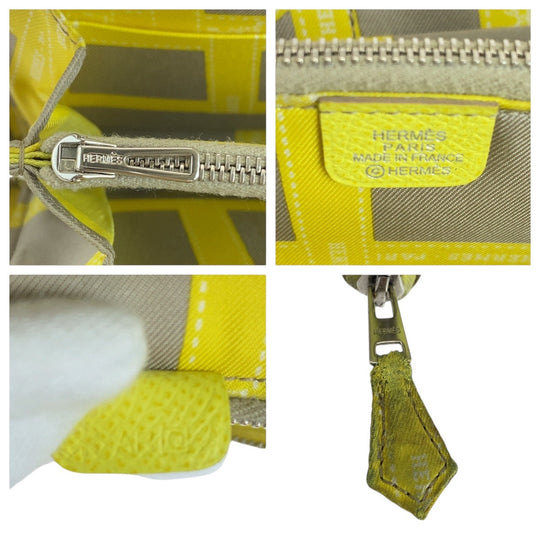 HERMES Long Wallet Purse Epsom Light yellow Long Wallet Purse Azap long silk in Women Used Authentic