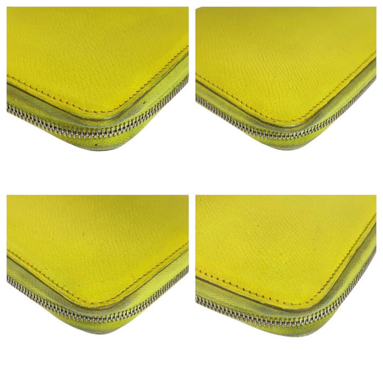 HERMES Long Wallet Purse Epsom Light yellow Long Wallet Purse Azap long silk in Women Used Authentic