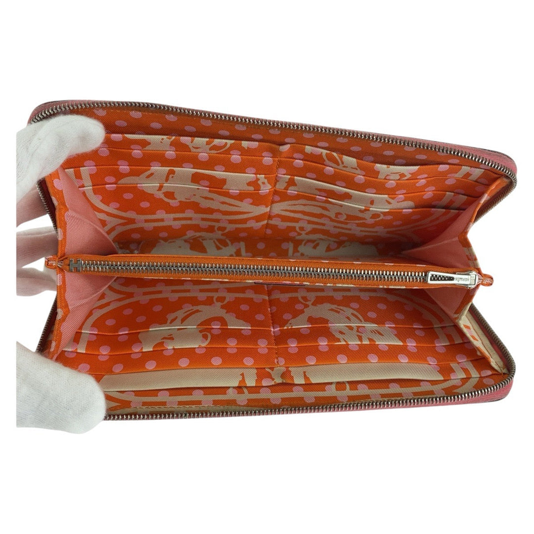 HERMES Long Wallet Purse Epsom rose azale pink Long Wallet Purse Azap long silk in Women Used Authentic