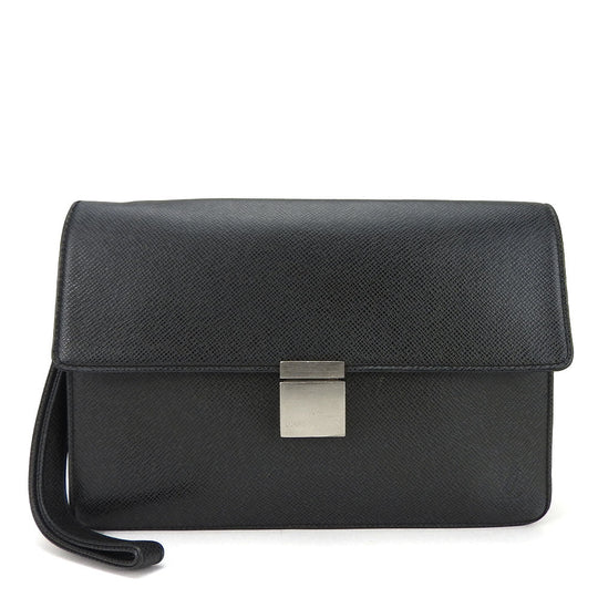 LOUIS VUITTON business bag M30782 Taiga black Selenga mens Used Authentic