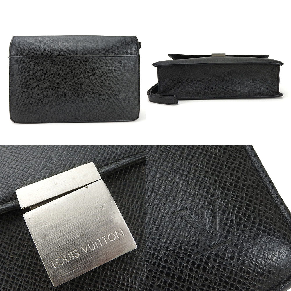 LOUIS VUITTON business bag M30782 Taiga black Selenga mens Used Authentic
