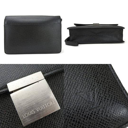 LOUIS VUITTON business bag M30782 Taiga black Selenga mens Used Authentic