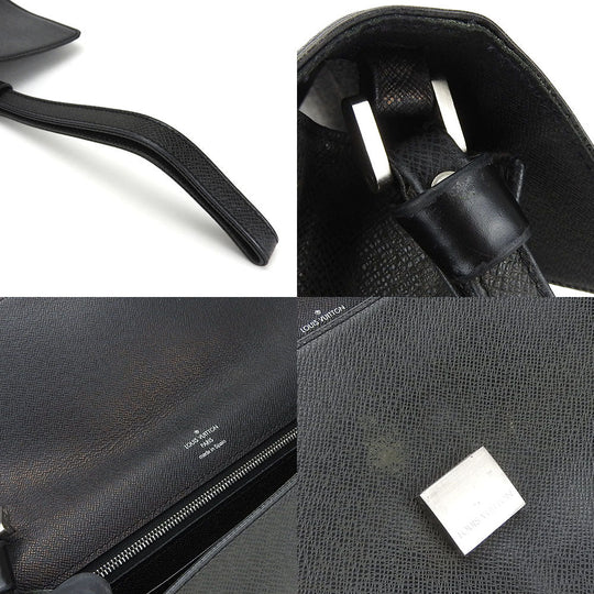 LOUIS VUITTON business bag M30782 Taiga black Selenga mens Used Authentic