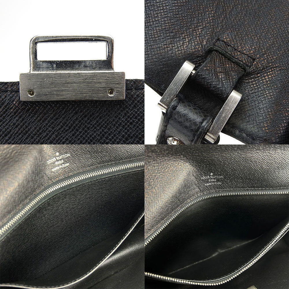 LOUIS VUITTON business bag M30782 Taiga black Selenga mens Used Authentic