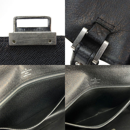 LOUIS VUITTON business bag M30782 Taiga black Selenga mens Used Authentic