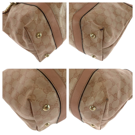 GUCCI Tote Bag 141470 PVC Pink Gold Metal Tote Bag Shoulder Bag Guccisima Women Used Authentic