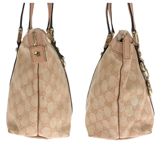 GUCCI Tote Bag 141470 PVC Pink Gold Metal Tote Bag Shoulder Bag Guccisima Women Used Authentic