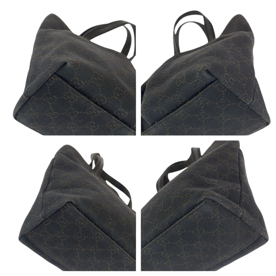 GUCCI Tote Bag 105650 GG canvas, leather Brown Gold Metal Tote Bag handbag Women Used Authentic